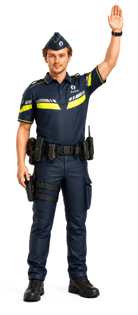 Agent met arm recht omhoog