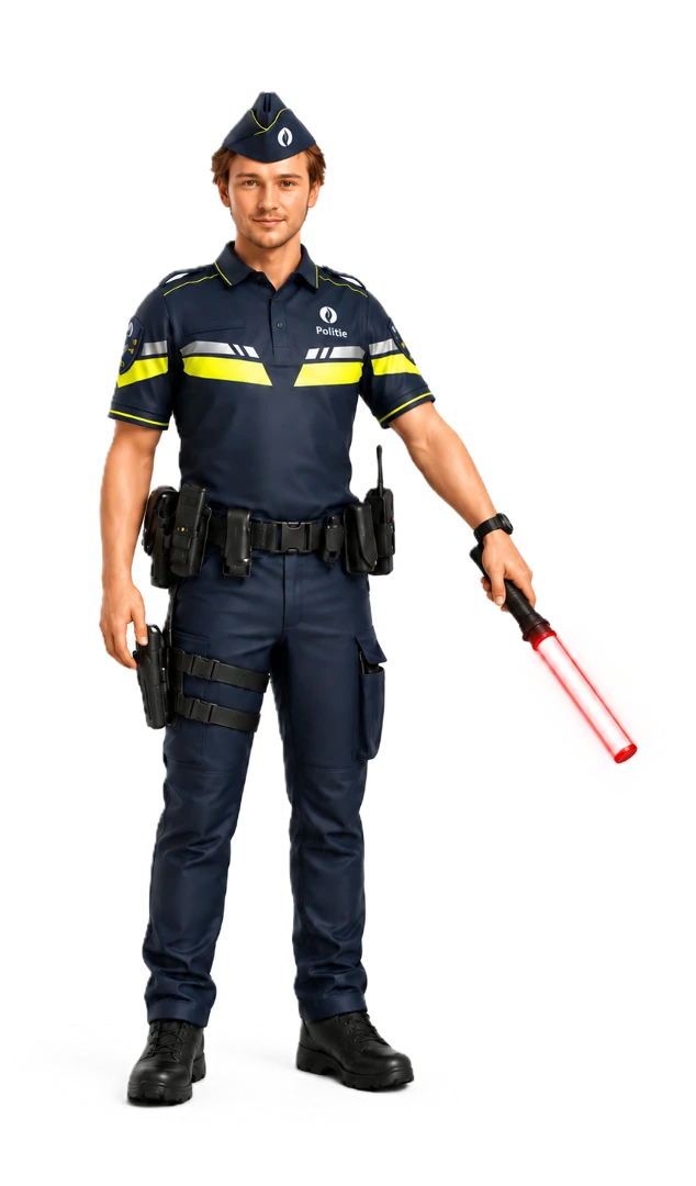 Officer waving a red light