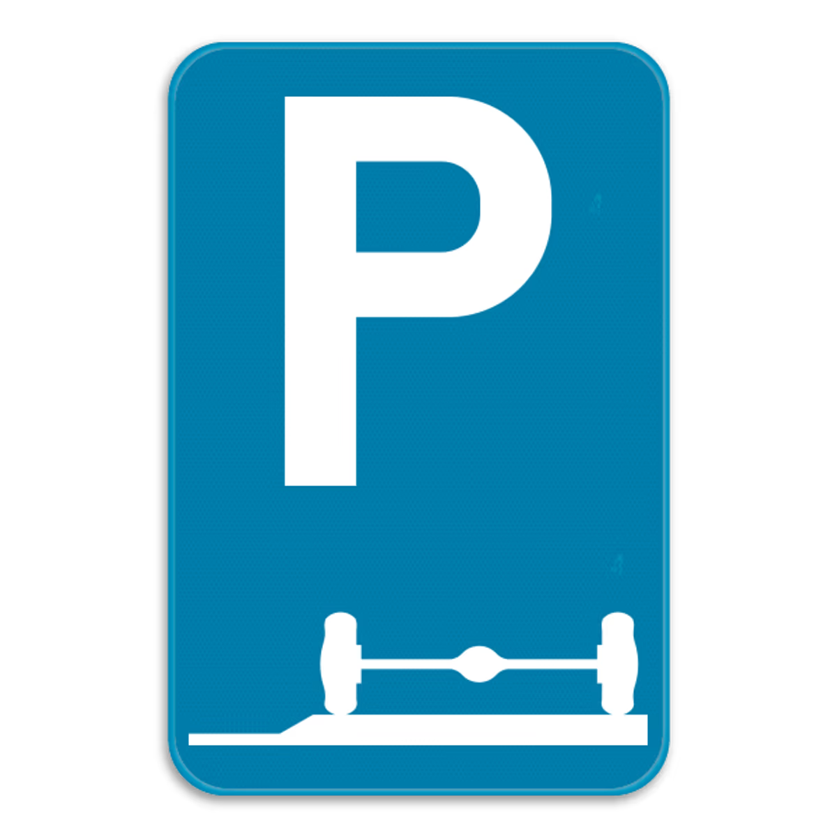 Bord E9e verplicht parkeren op de berm of het trottoir