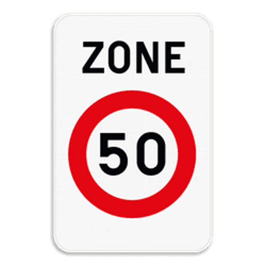 Zonebord ZC43 snelheidszone 50