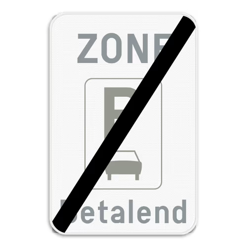 Zonebord einde ZE9 betalend parkeren