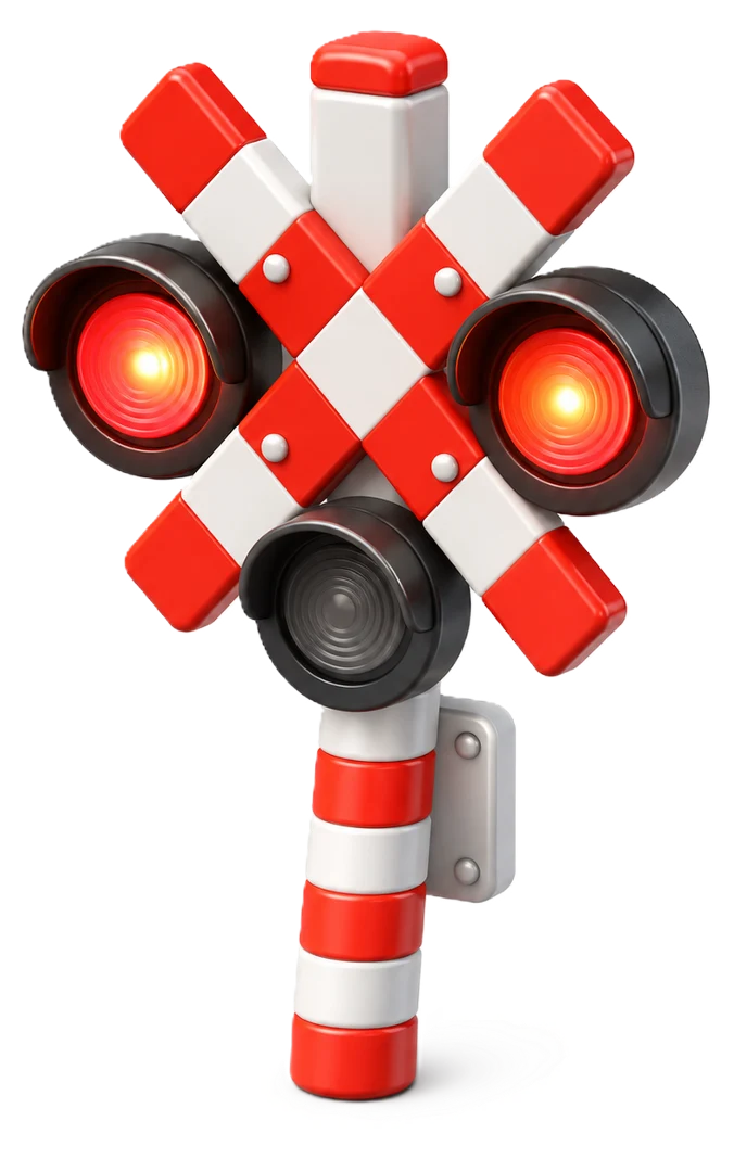 Red flashing light at a level crossing